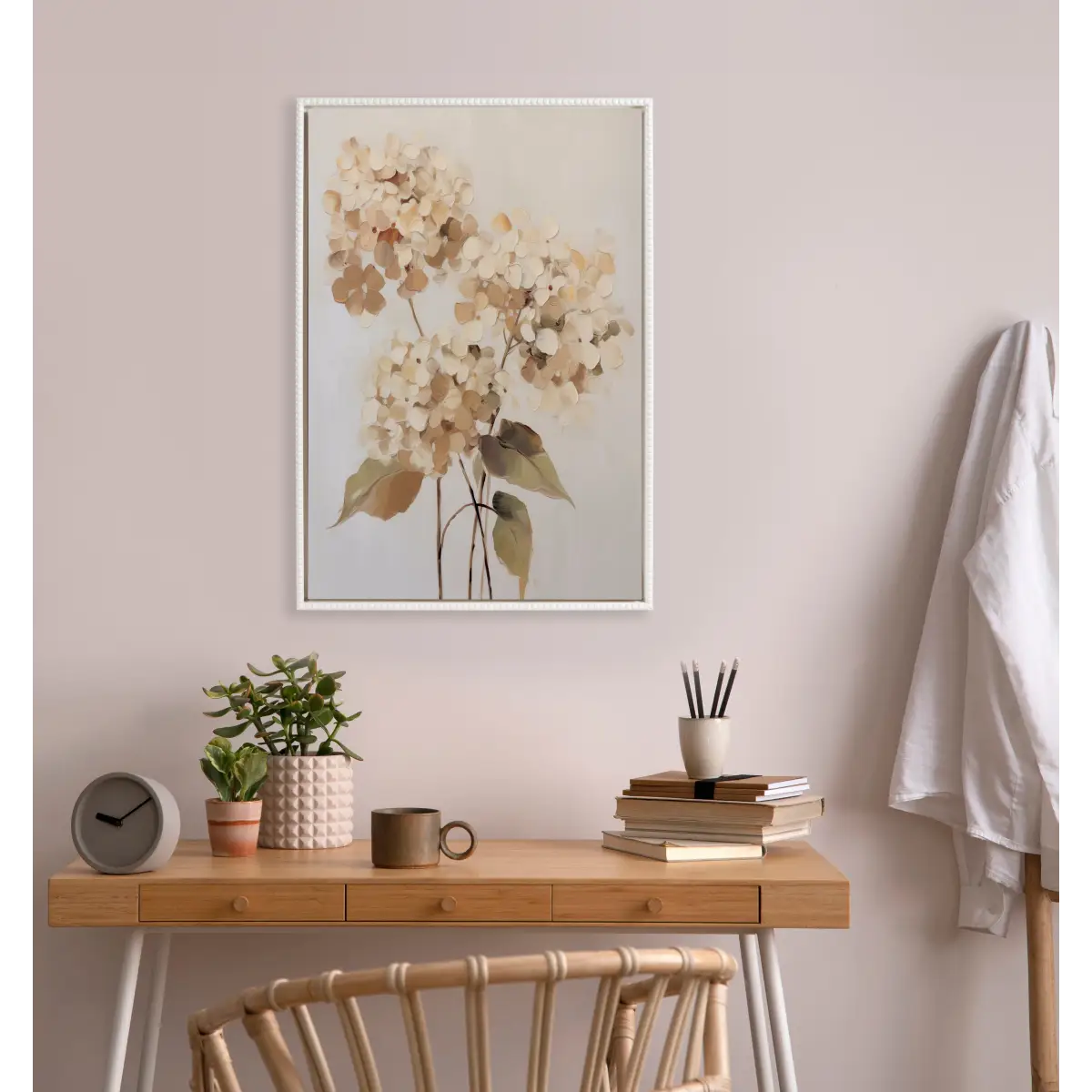 Soft Hydrangeas Framed Canvas - kateandlaurel