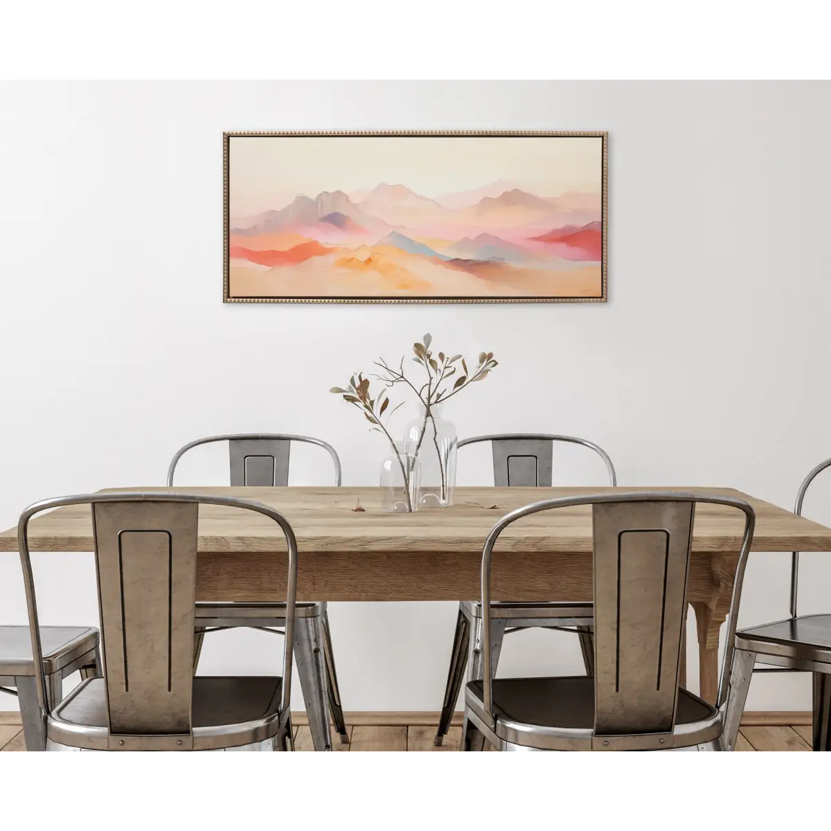 Framed Canvas Art - Soft Pastel Mountain Abstract - kateandlaurel