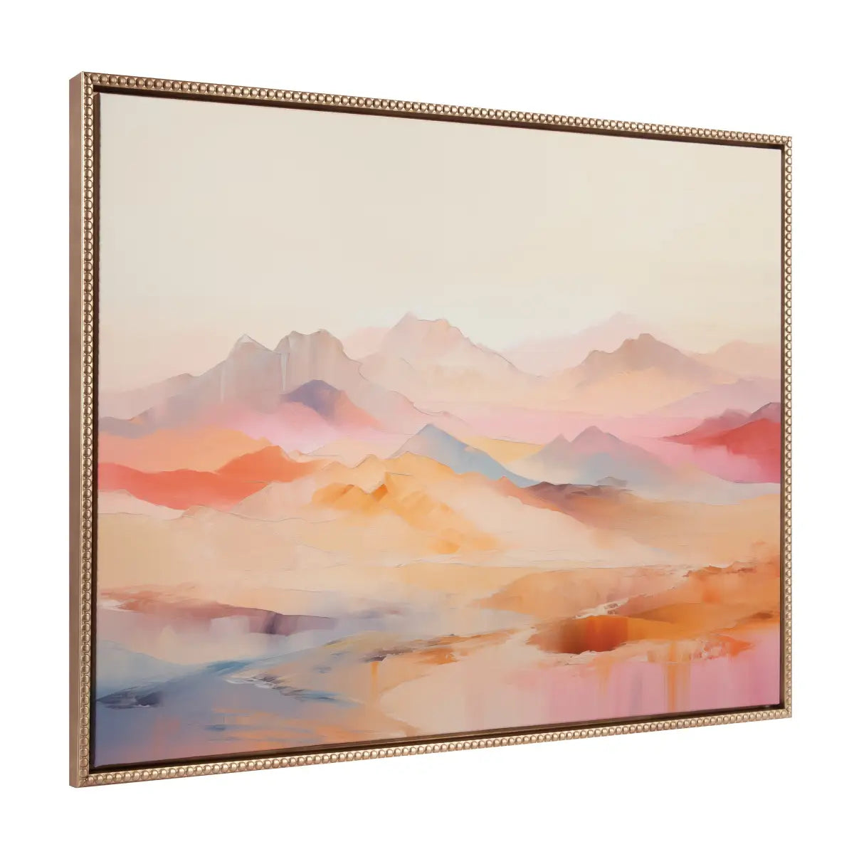 Framed Canvas Art - Soft Pastel Mountain Abstract - Gold / 31.5x41.5 - kateandlaurel