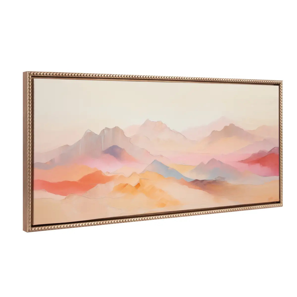 Framed Canvas Art - Soft Pastel Mountain Abstract - Gold / 18x40 - kateandlaurel
