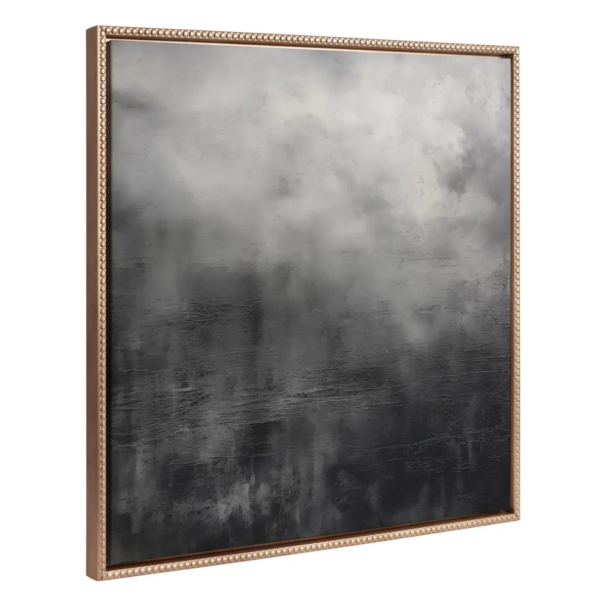 Tonal Abstract Black Gray Framed Canvas - Gold / 30x30 - kateandlaurel