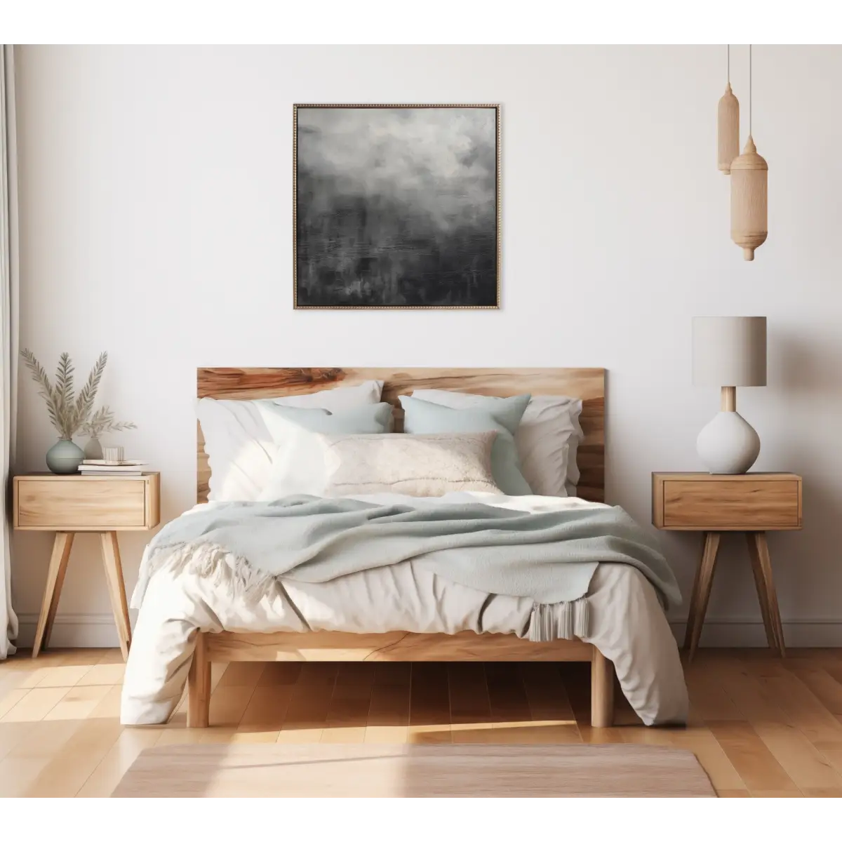 Tonal Abstract Black Gray Framed Canvas - Gold / 30x30 - kateandlaurel