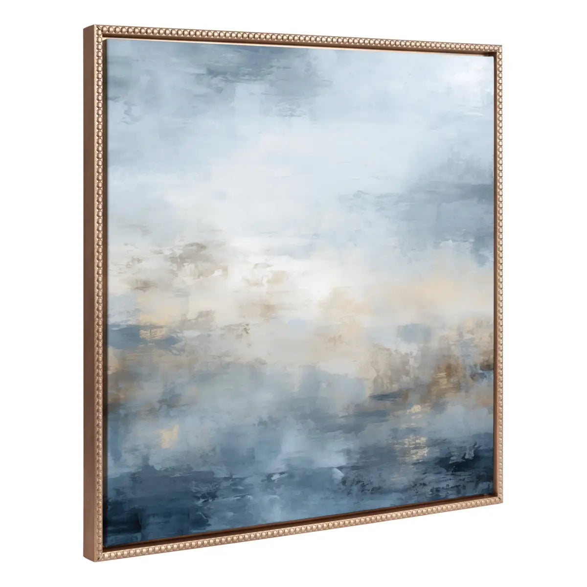 Tonal Abstract Blue Framed Canvas - Gold / 30x30 - kateandlaurel