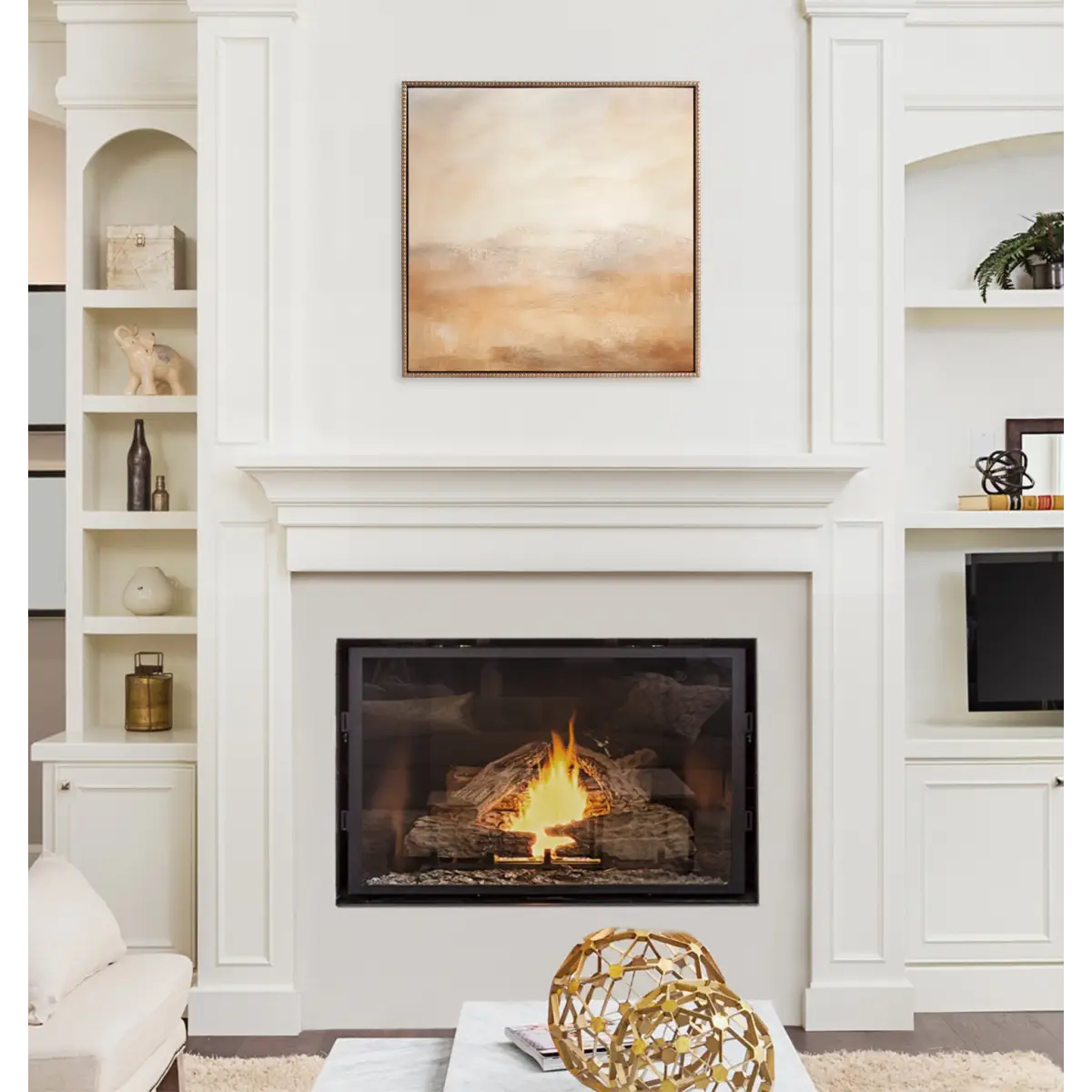 Tonal Abstract Earthy Warm Framed Canvas - Gold / 30x30 - kateandlaurel
