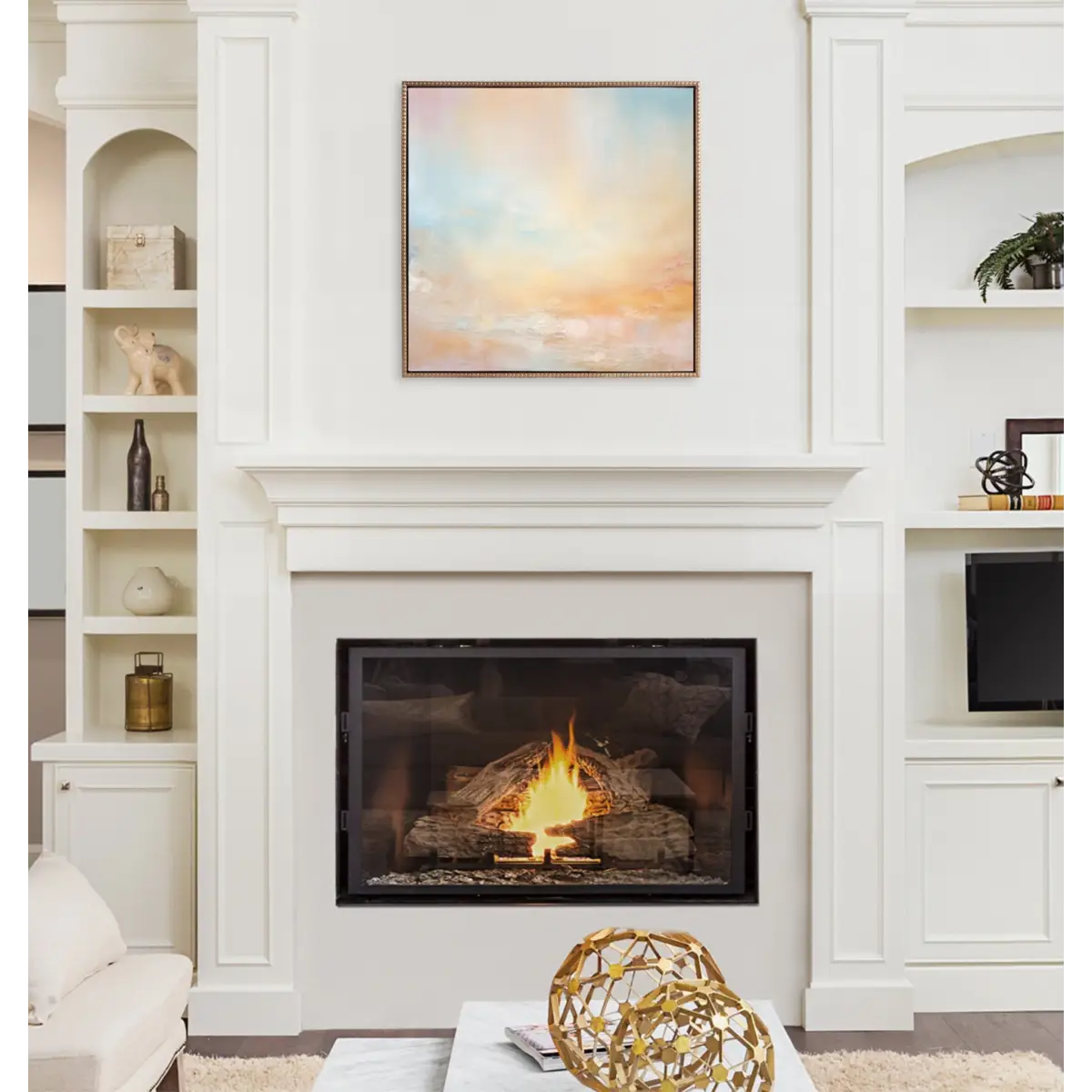 Tonal Abstract Pastels Framed Canvas - Gold / 30x30 - kateandlaurel