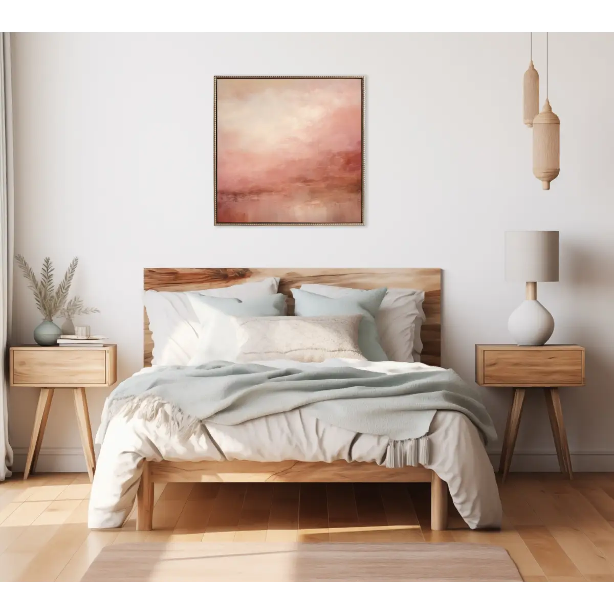 Tonal Abstract Pink Beach Framed Canvas - Gold / 30x30 - kateandlaurel
