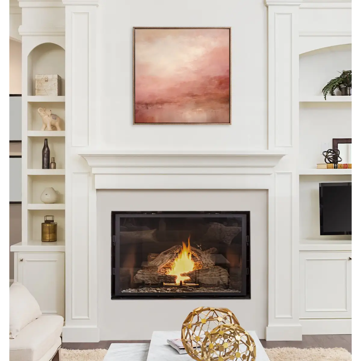 Tonal Abstract Pink Beach Framed Canvas - Gold / 30x30 - kateandlaurel
