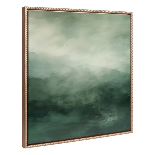 Tonal Abstract Sage Green Framed Canvas - Gold / 30x30 - kateandlaurel
