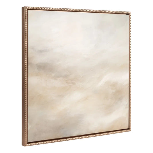 Tonal Abstract White Beige Framed Canvas - Gold / 30x30 - kateandlaurel