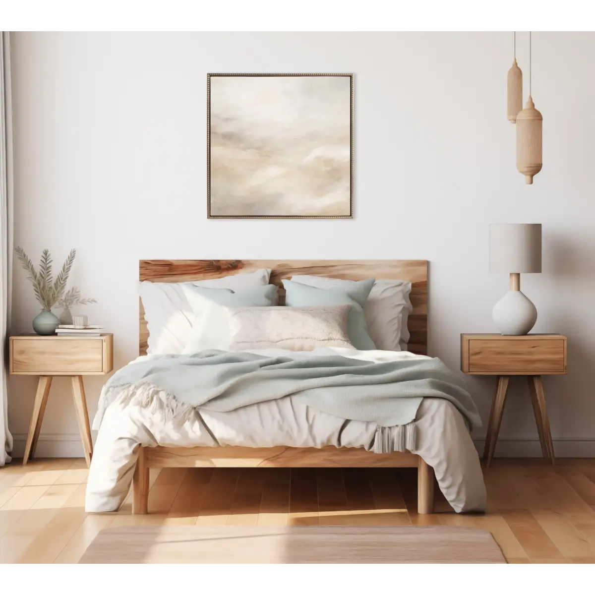 Tonal Abstract White Beige Framed Canvas - Gold / 30x30 - kateandlaurel