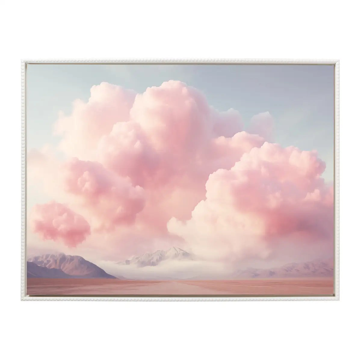 Framed Canvas Art - Vintage Pink Clouds Mountain Landscape - kateandlaurel