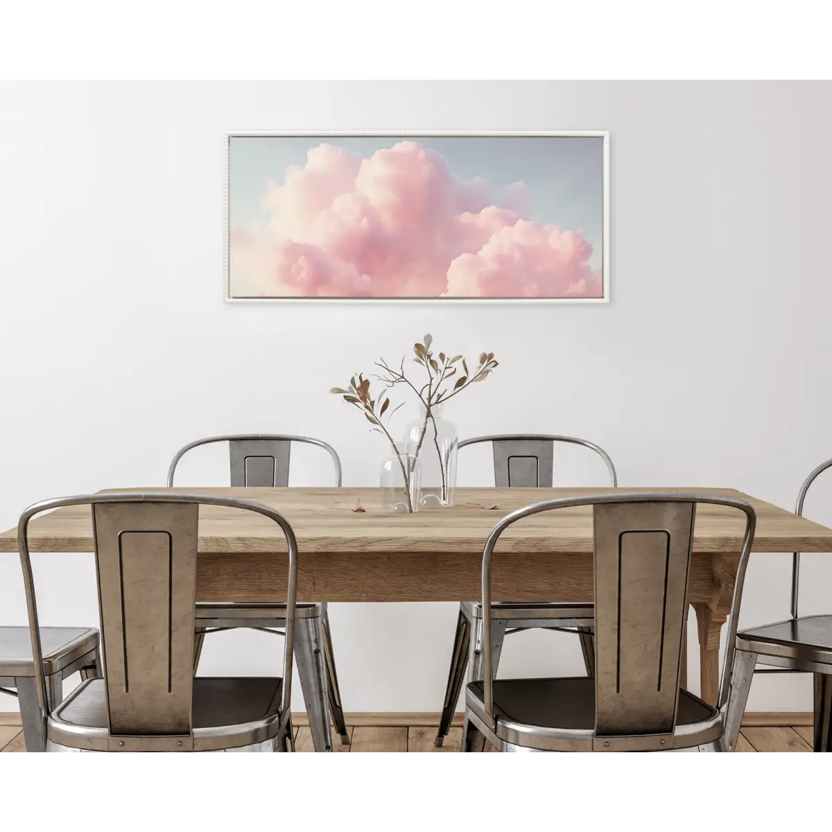 Framed Canvas Art - Vintage Pink Clouds Mountain Landscape - kateandlaurel