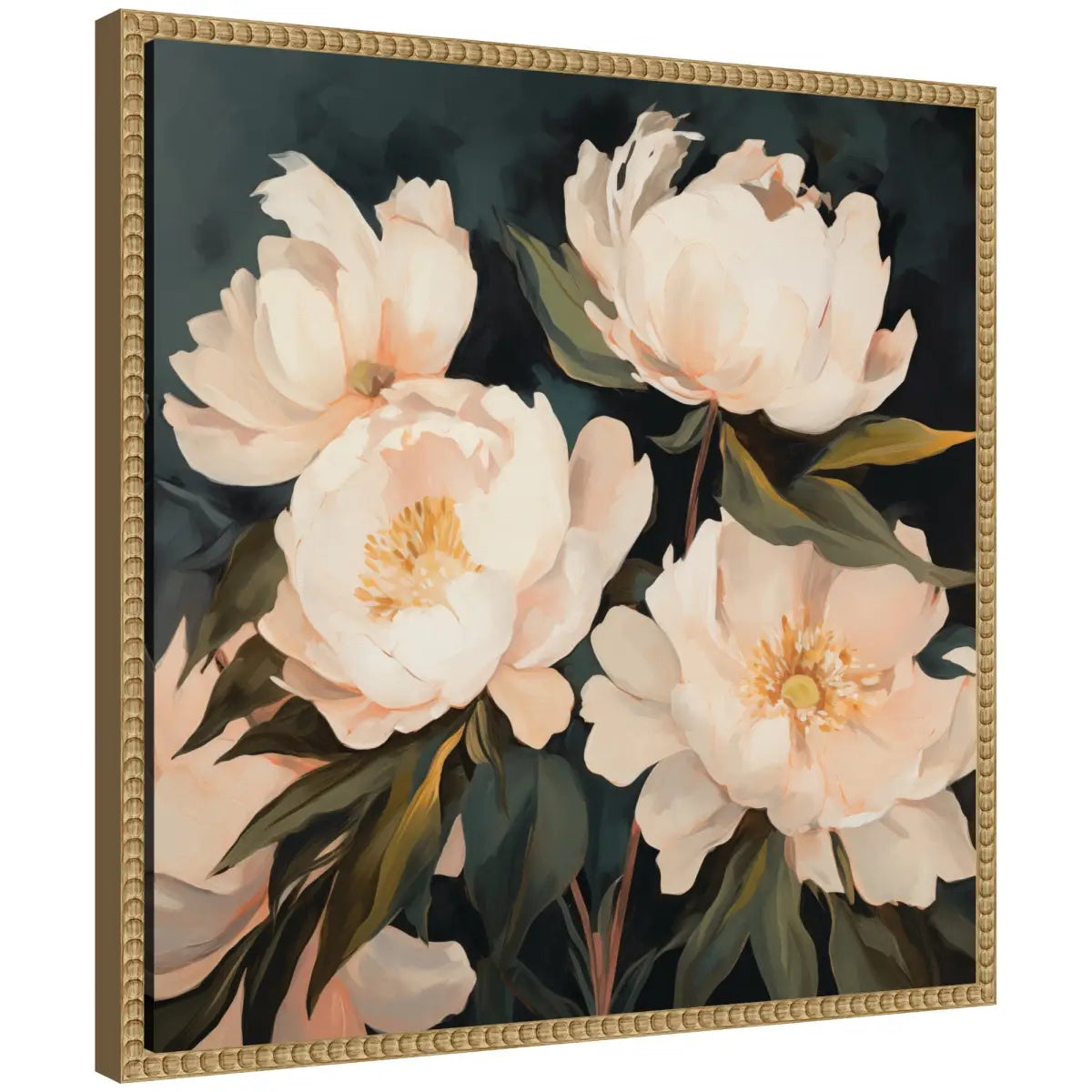Framed Canvas Art - Floral Bouquets 2 - Sylvie Beaded Rustic Natural / 22x22 - kateandlaurel