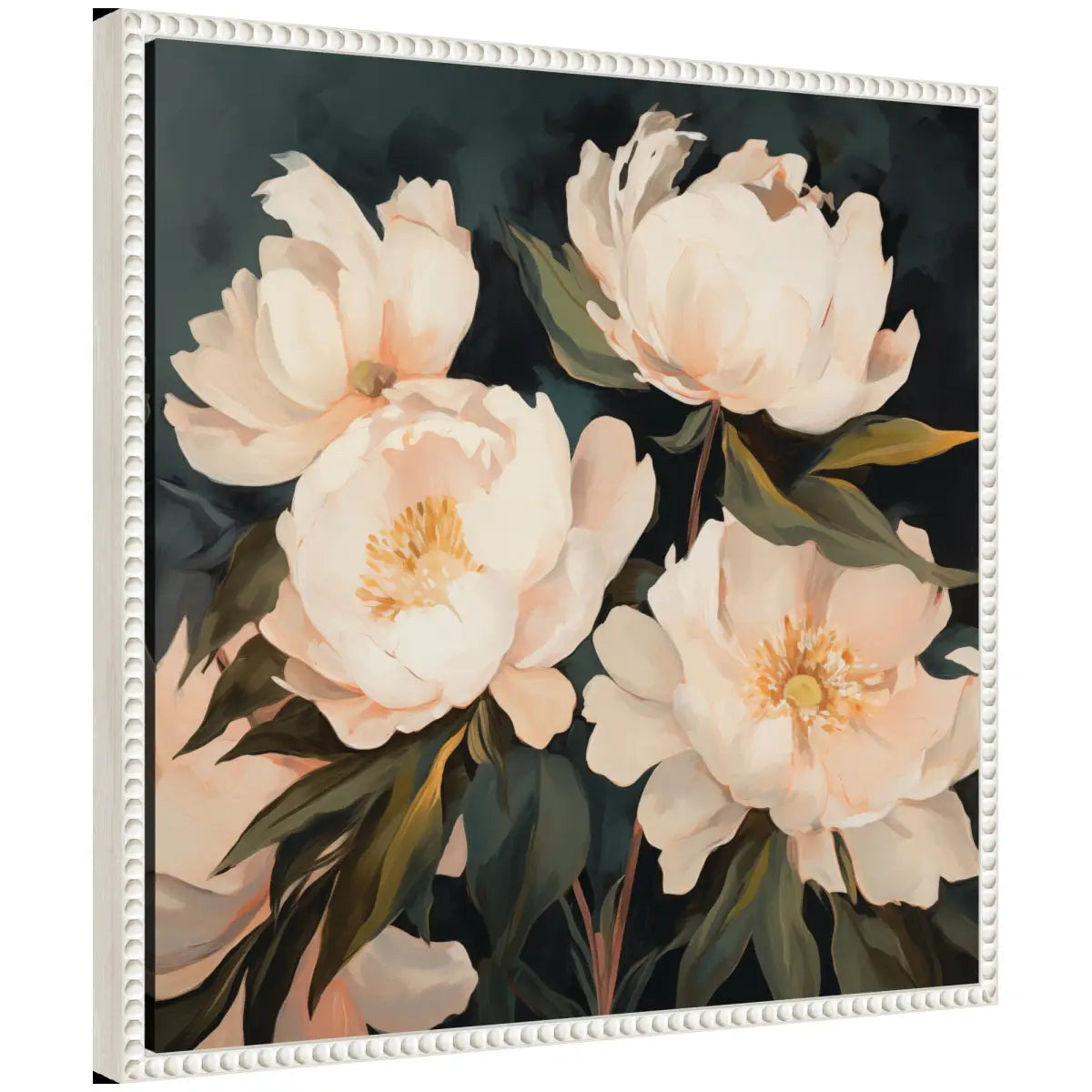Framed Canvas Art - Floral Bouquets 2 - Sylvie Beaded White / 22x22 - kateandlaurel