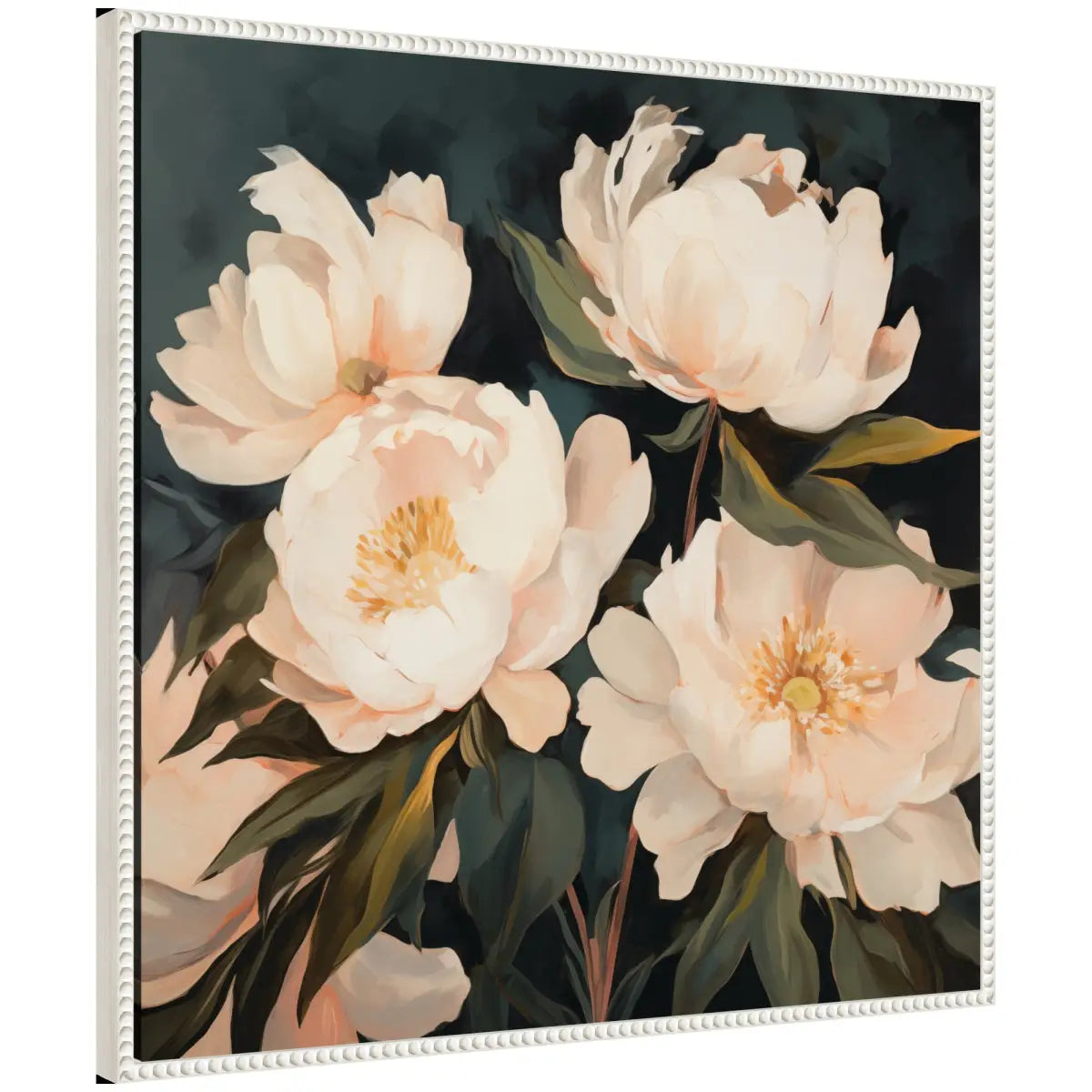 Framed Canvas Art - Floral Bouquets 2 - Sylvie Beaded White / 30x30 - kateandlaurel