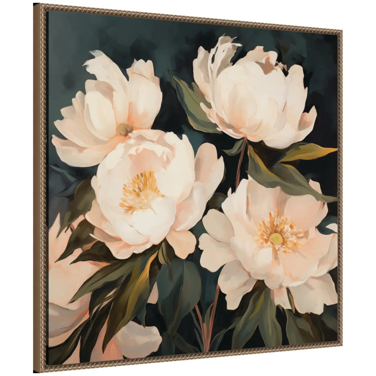Framed Canvas Art - Floral Bouquets 2 - Sylvie Beaded Dark Gold / 30x30 - kateandlaurel