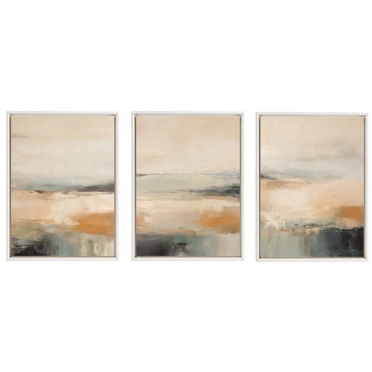 Framed Canvas Art - Blue Beach Ocean Coastal Abstract - Set of 3 - kateandlaurel