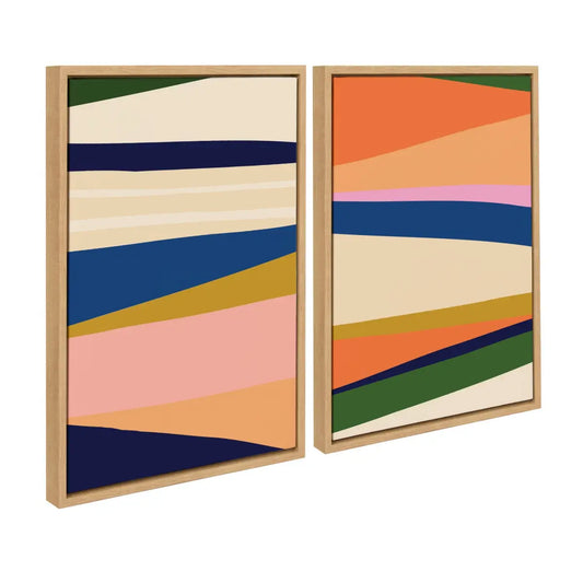 Boho Max 1 and 2 Framed Canvas - Natural / 2 Piece 18x24 - kateandlaurel