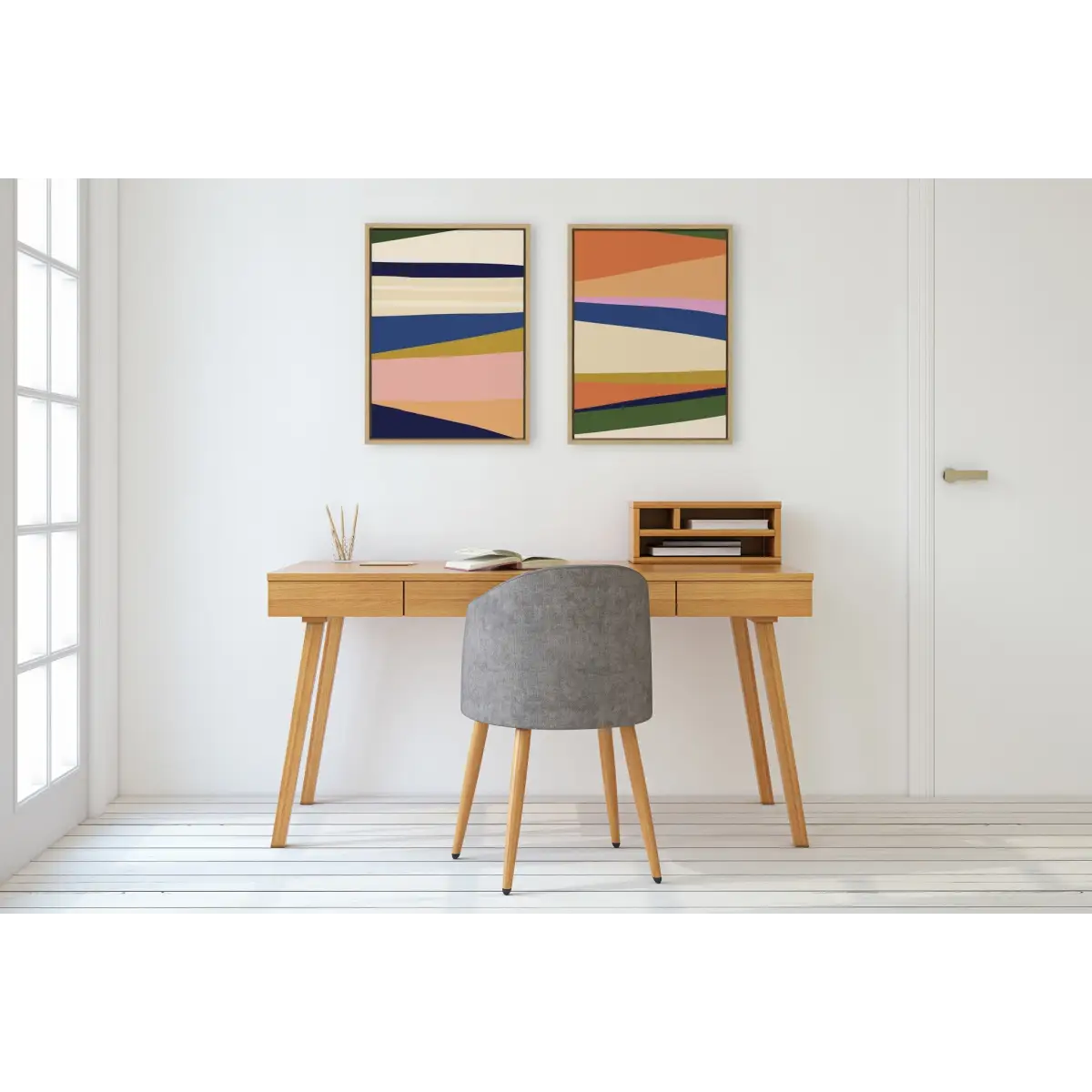 Boho Max 1 and 2 Framed Canvas - Natural / 2 Piece 18x24 - kateandlaurel