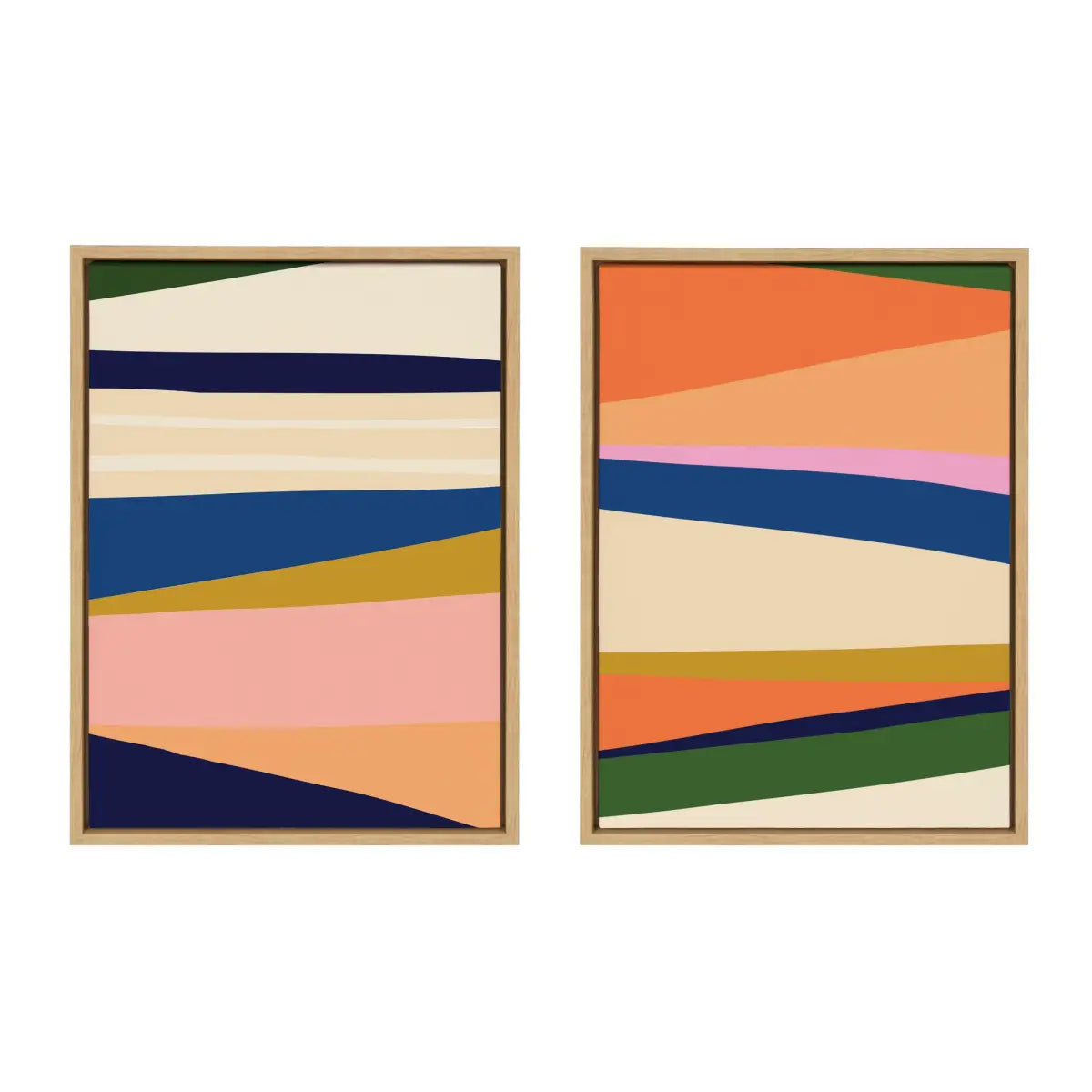 Boho Max 1 and 2 Framed Canvas - Natural / 2 Piece 18x24 - kateandlaurel