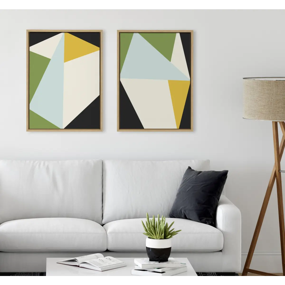 Framed Canvas - Bold Graphic 1 and 2 - Natural / 2 Piece 18x24 - kateandlaurel