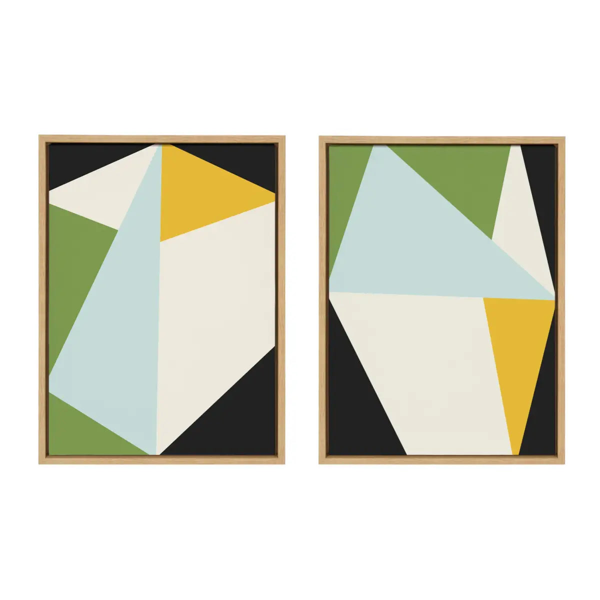 Framed Canvas - Bold Graphic 1 and 2 - Natural / 2 Piece 18x24 - kateandlaurel