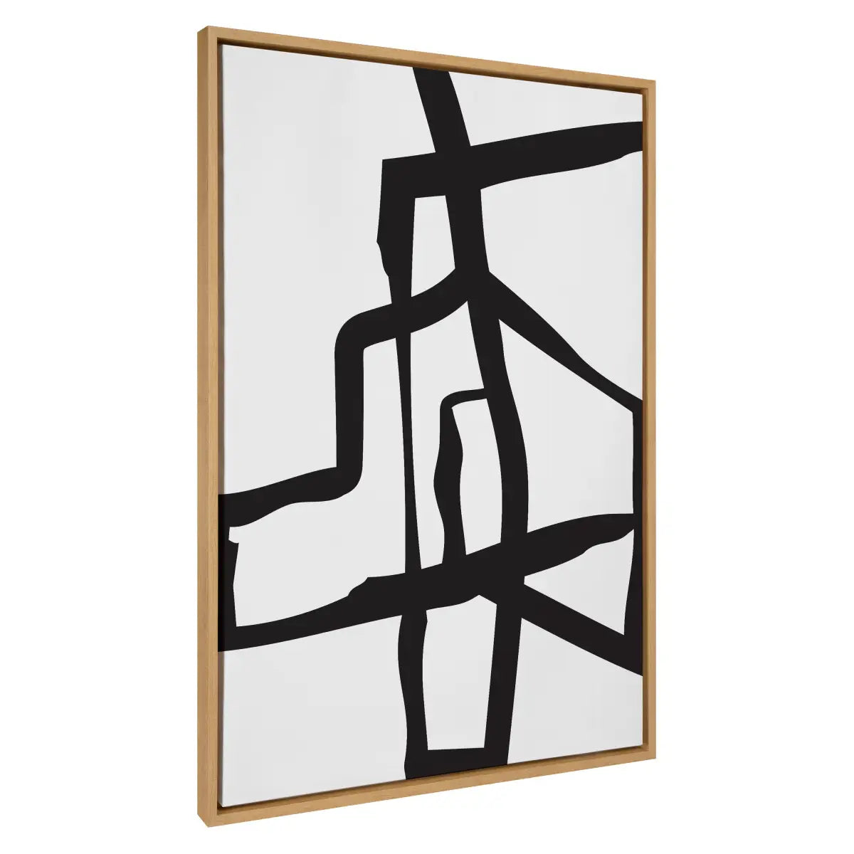 Framed Canvas - Bold Sophisticated Abstract Black Stroke - Natural / 31.5x41.5 - kateandlaurel