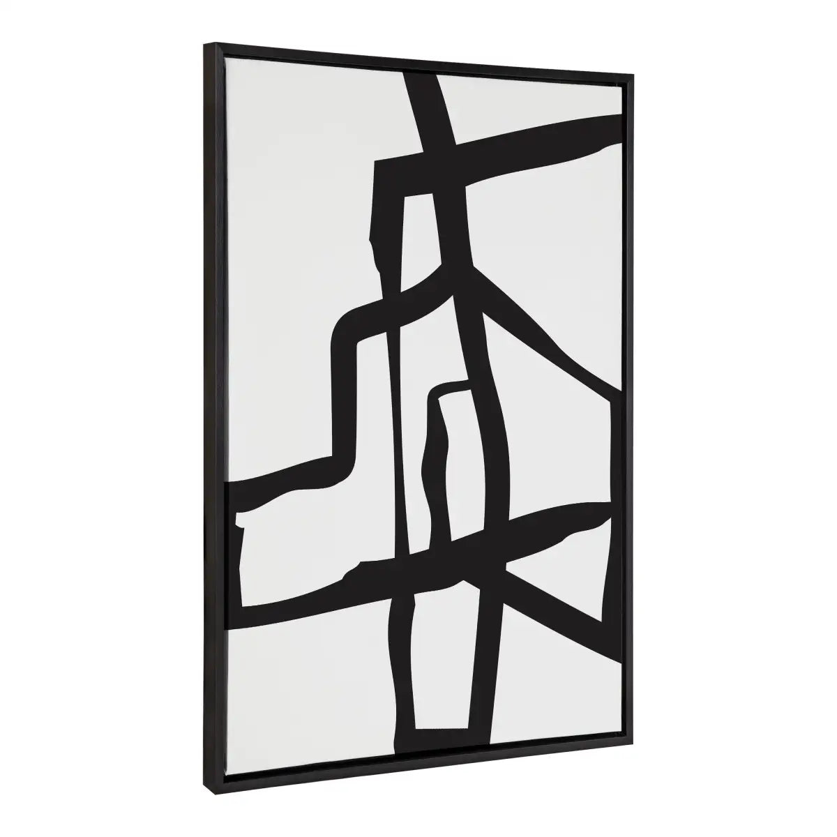 Framed Canvas - Bold Sophisticated Abstract Black Stroke - Black / 28x38 - kateandlaurel