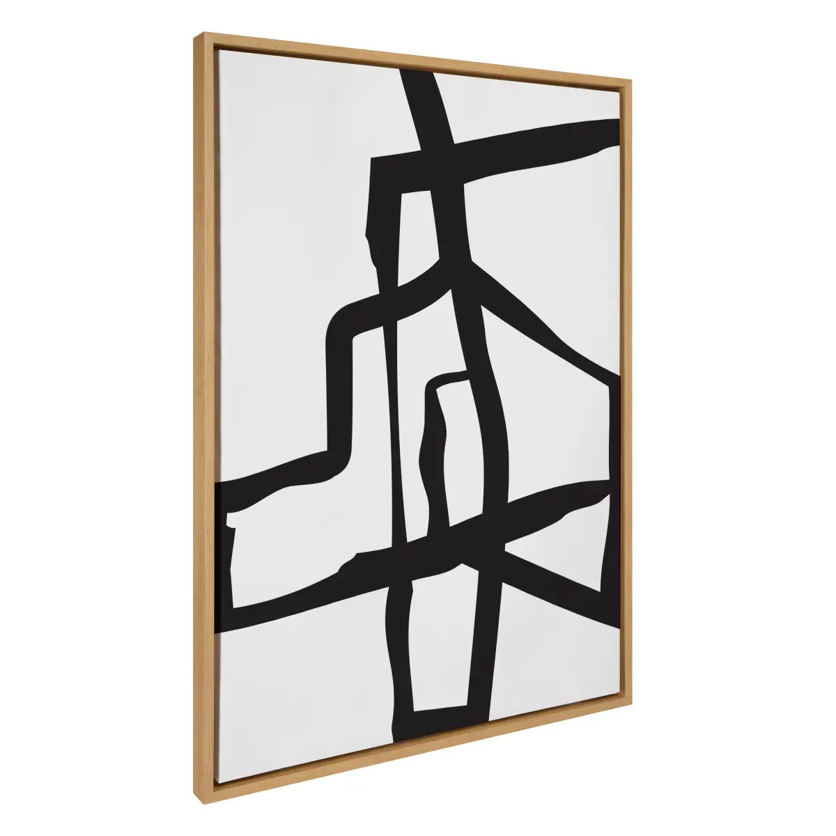 Framed Canvas - Bold Sophisticated Abstract Black Stroke - Natural / 28x38 - kateandlaurel