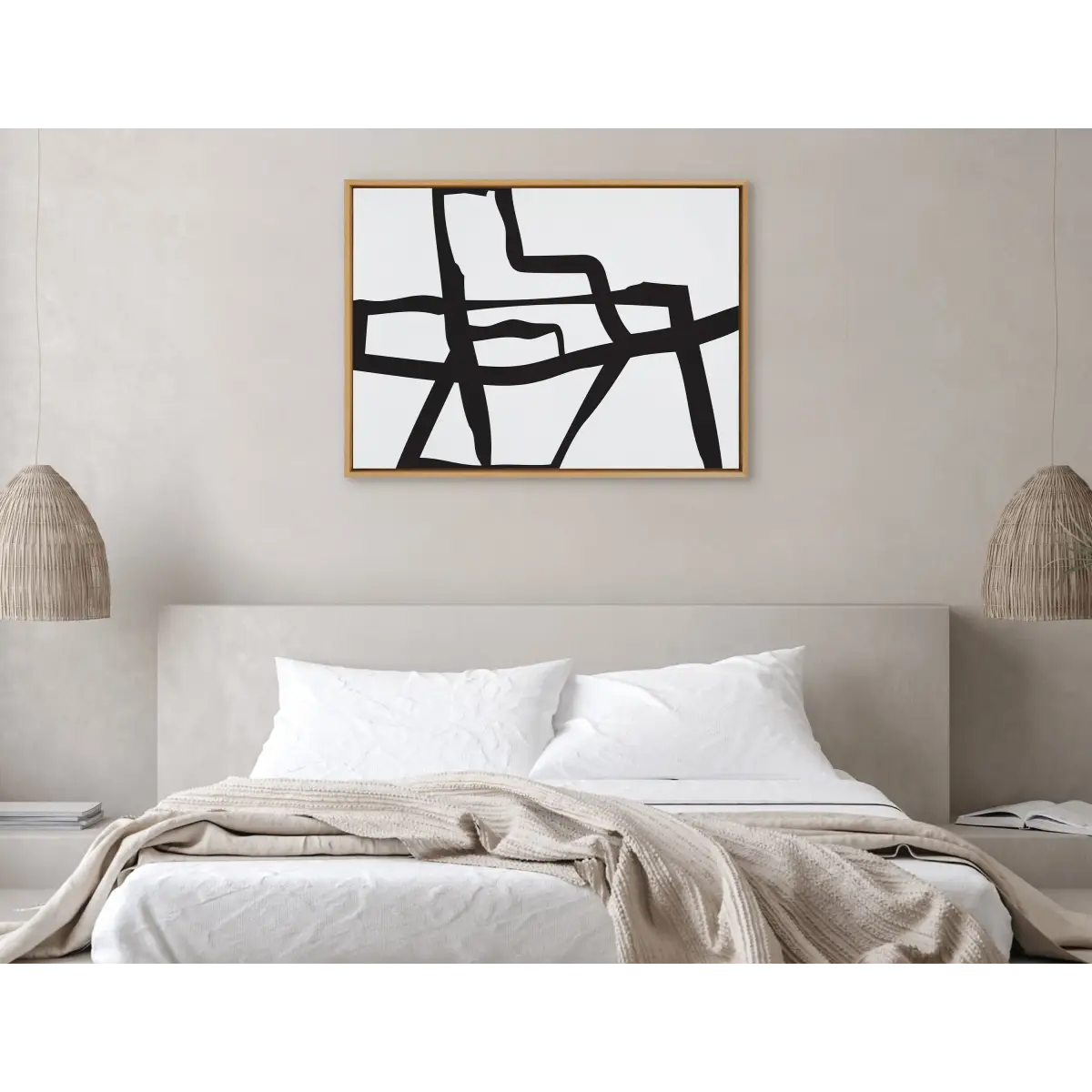 Framed Canvas - Bold Sophisticated Abstract Black Stroke - kateandlaurel