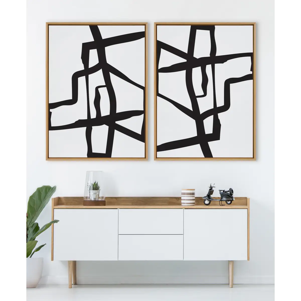 Framed Canvas - Bold Sophisticated Abstract Black Stroke - kateandlaurel
