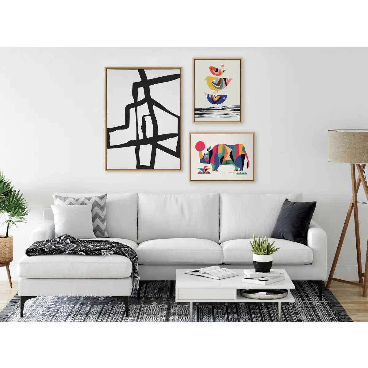 Framed Canvas - Bold Sophisticated Abstract Black Stroke - kateandlaurel