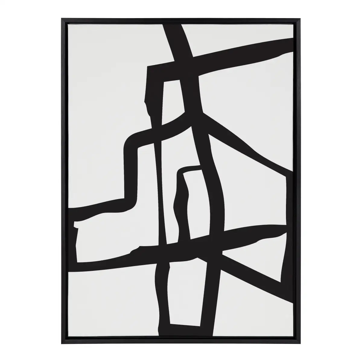 Framed Canvas - Bold Sophisticated Abstract Black Stroke - kateandlaurel