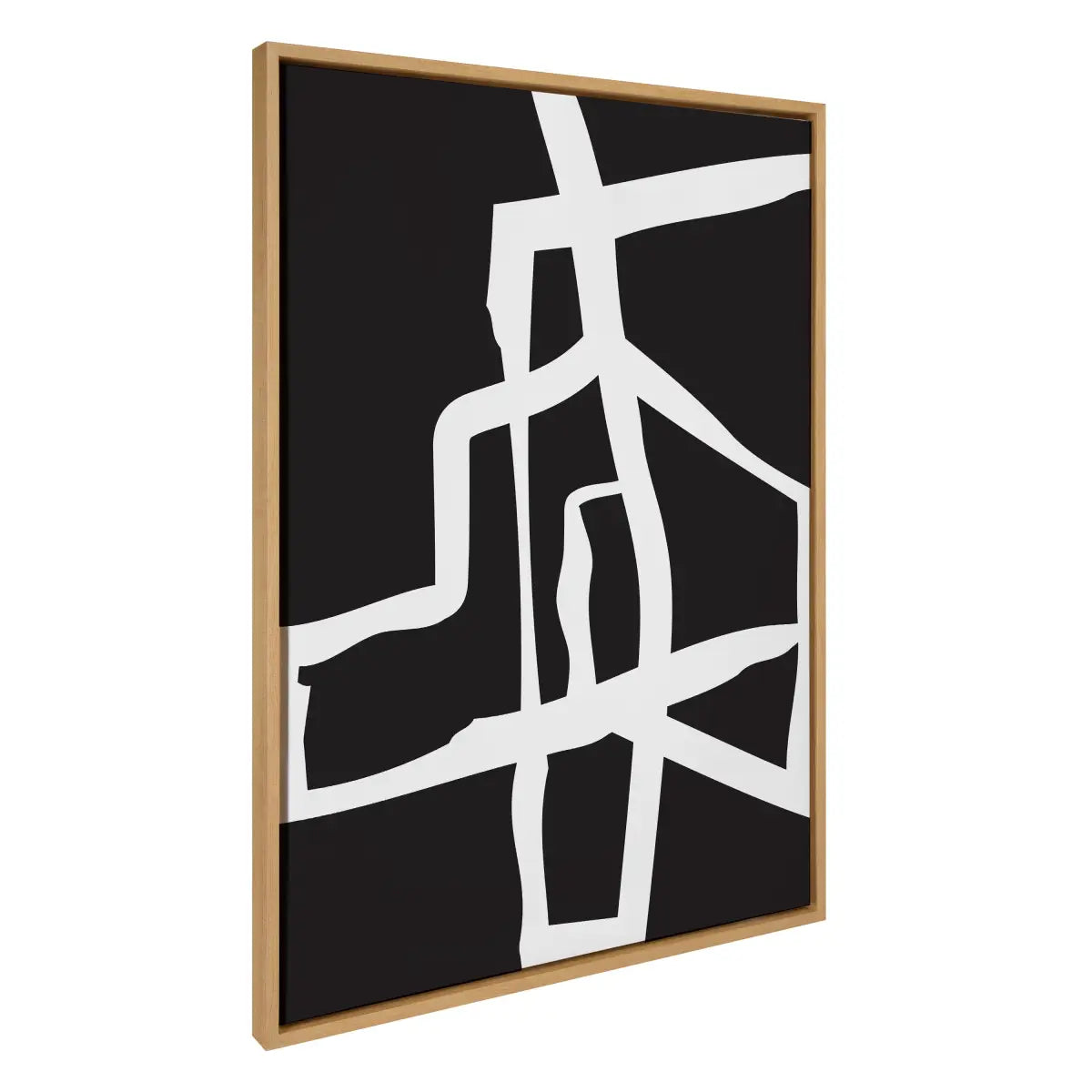 Bold Abstract White Stroke Framed Canvas - Natural / 28x38 - kateandlaurel