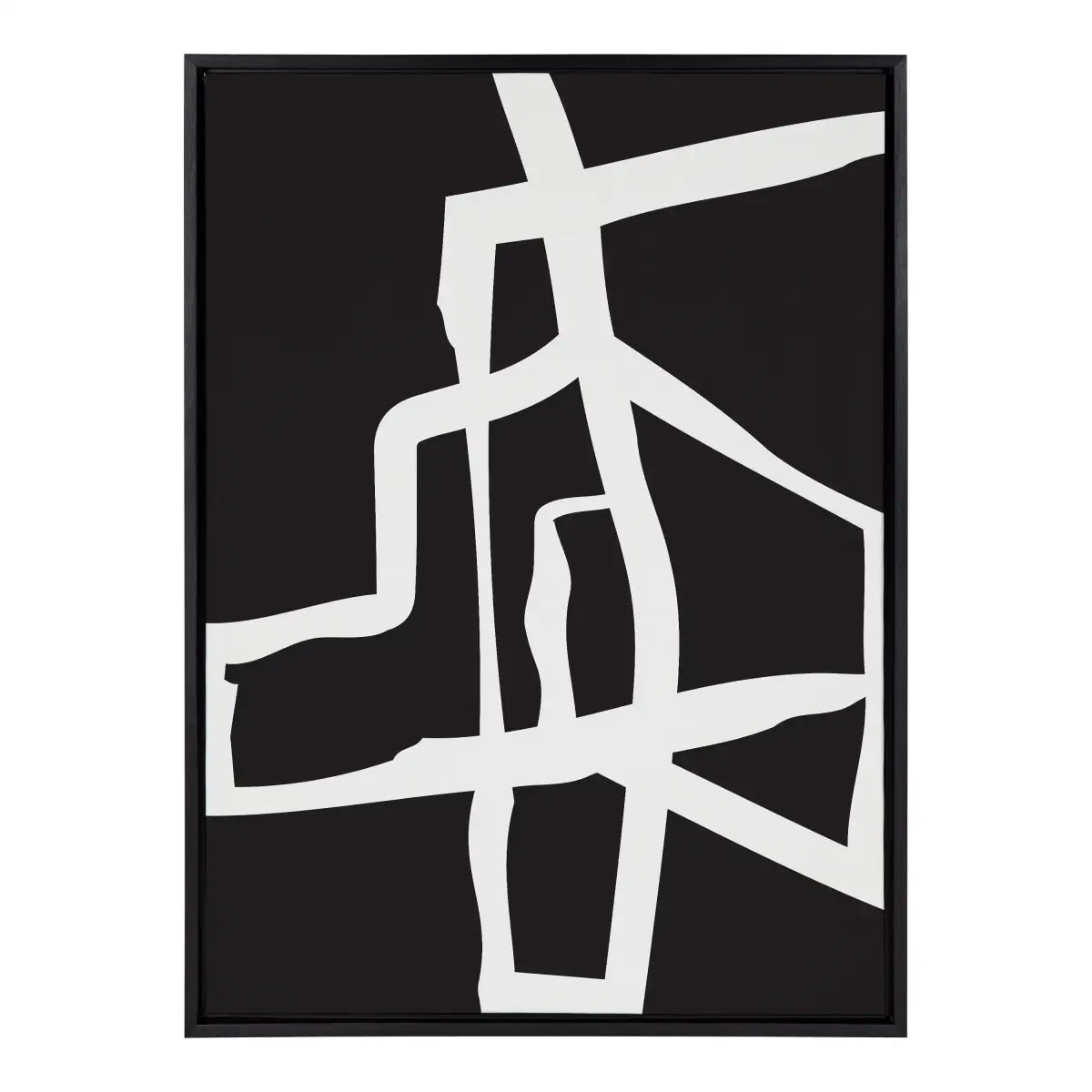 Bold Abstract White Stroke Framed Canvas - kateandlaurel