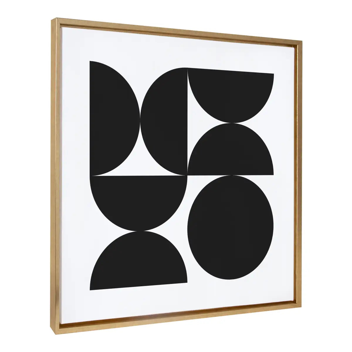 Framed Canvas - Bold Vintage Geometric Black and White - Gold / 30x30 - kateandlaurel