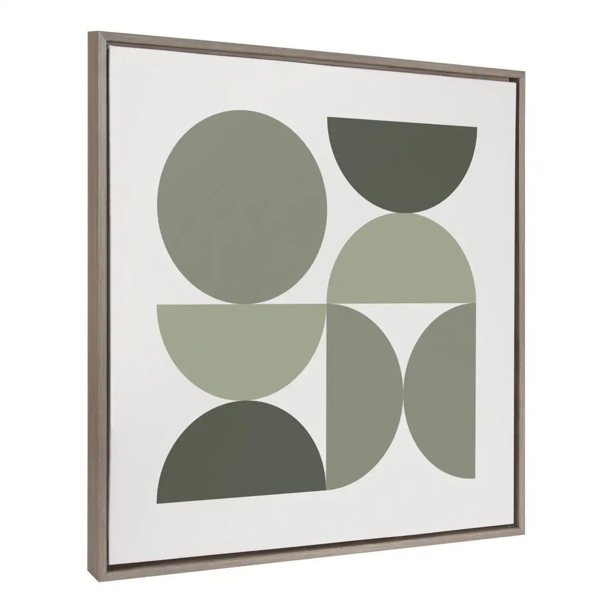 Framed Canvas - Bold Vintage Geometric Nourishing Greens - Gray / 30x30 - kateandlaurel