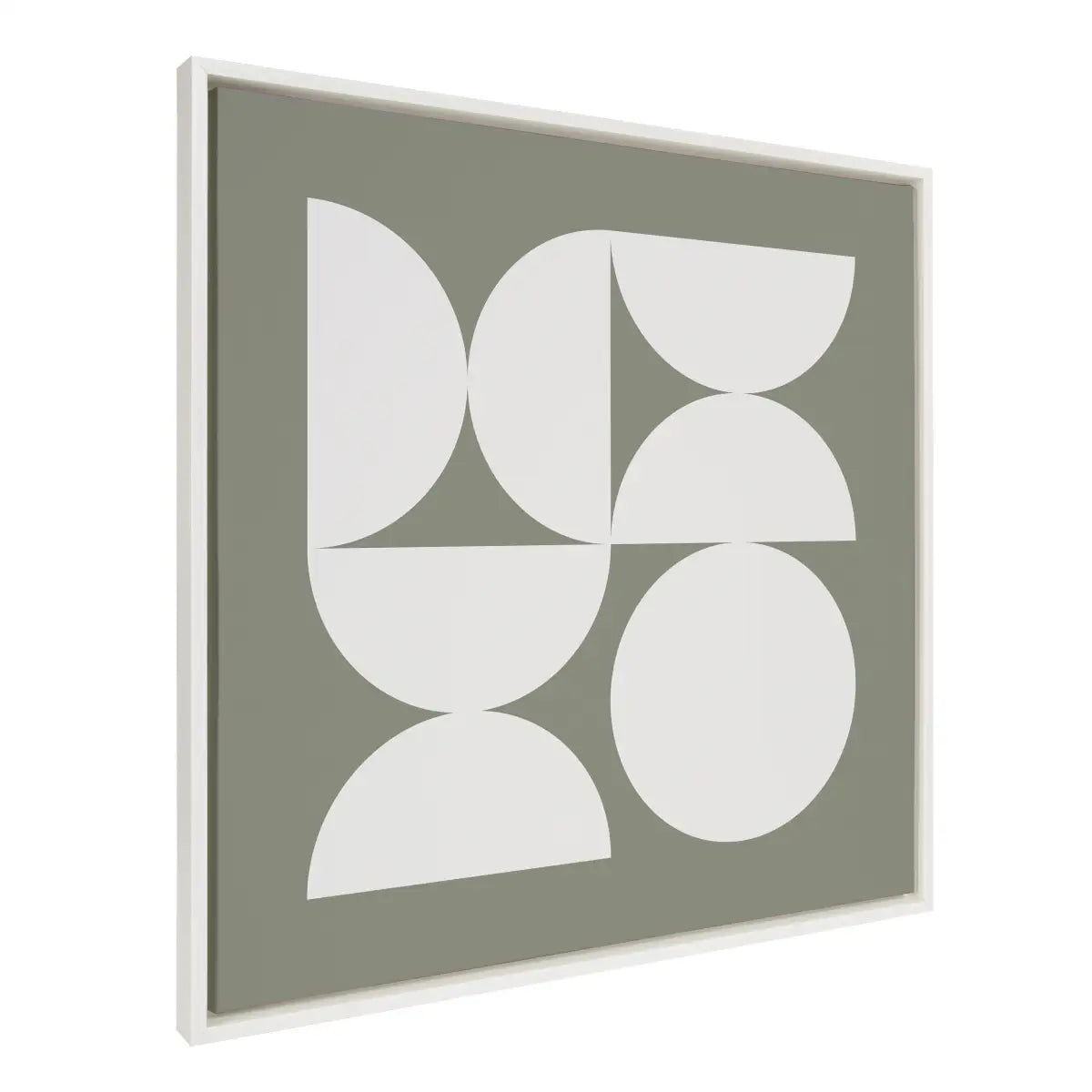 Framed Canvas - Bold Vintage Geometric Soft White on Sage Green - White / 30x30 - kateandlaurel