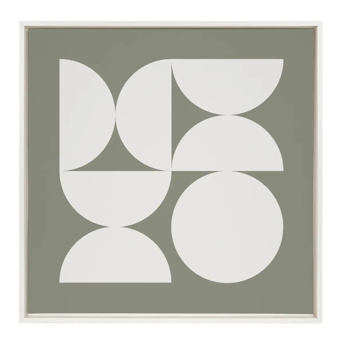 Framed Canvas - Bold Vintage Geometric Soft White on Sage Green - White / 30x30 - kateandlaurel