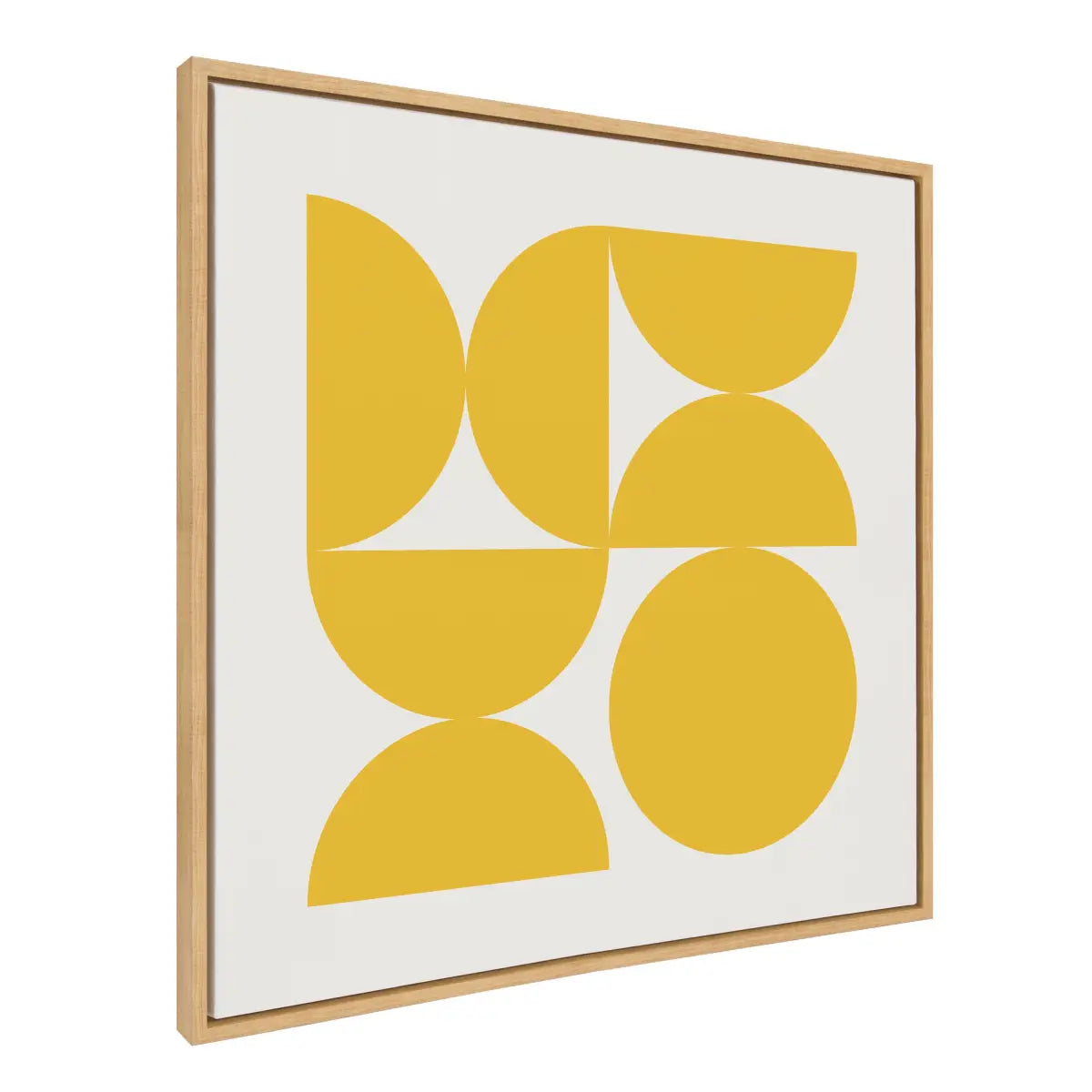 Framed Canvas - Bold Vintage Geometric Sunshine Yellow - Natural / 30x30 - kateandlaurel