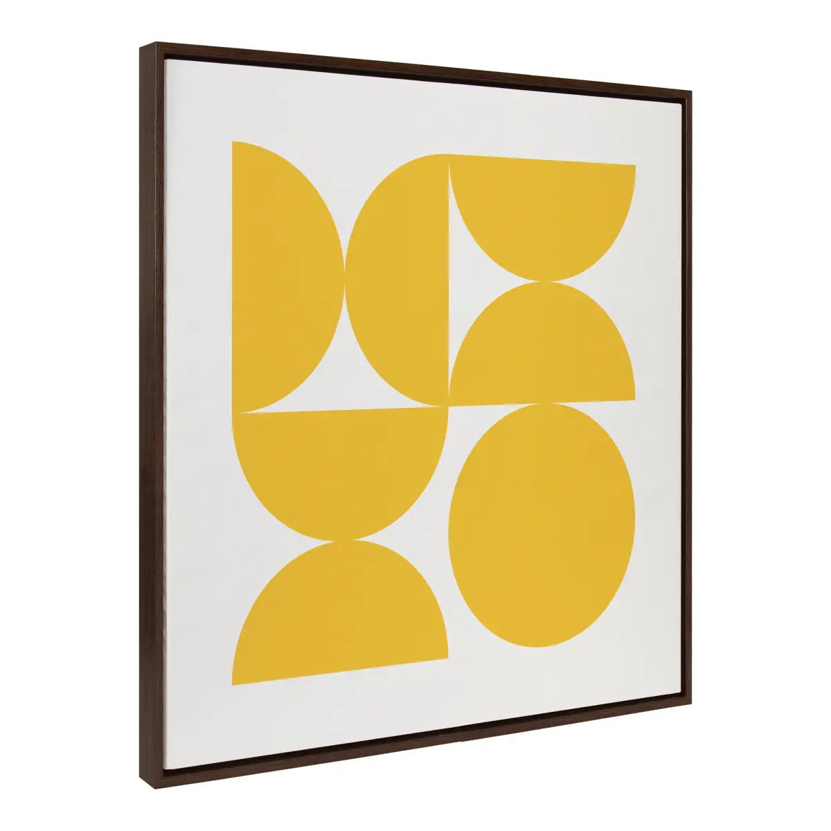 Framed Canvas - Bold Vintage Geometric Sunshine Yellow - Brown / 30x30 - kateandlaurel