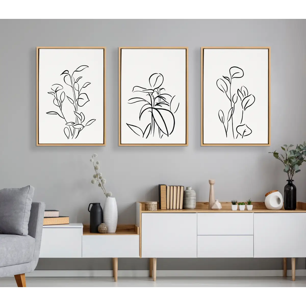 Framed Canvas - Botanical Sketch Print No 1 - kateandlaurel