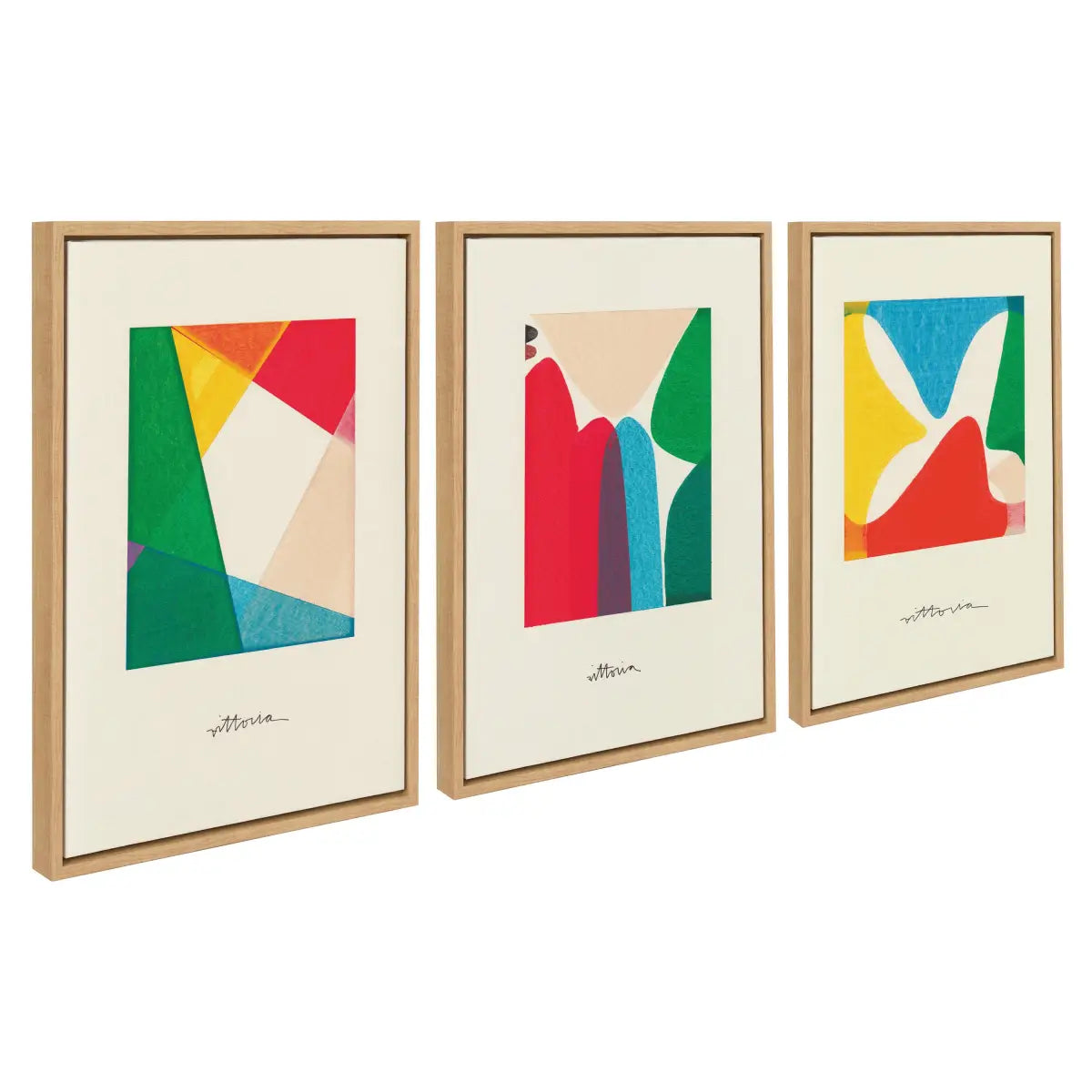 Canvas Art Print Set of 3 - Bright Modern Colorful Abstract Series - Natural - kateandlaurel