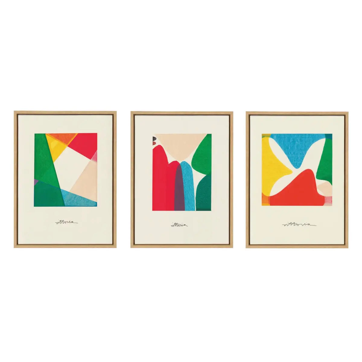 Canvas Art Print Set of 3 - Bright Modern Colorful Abstract Series - Natural - kateandlaurel