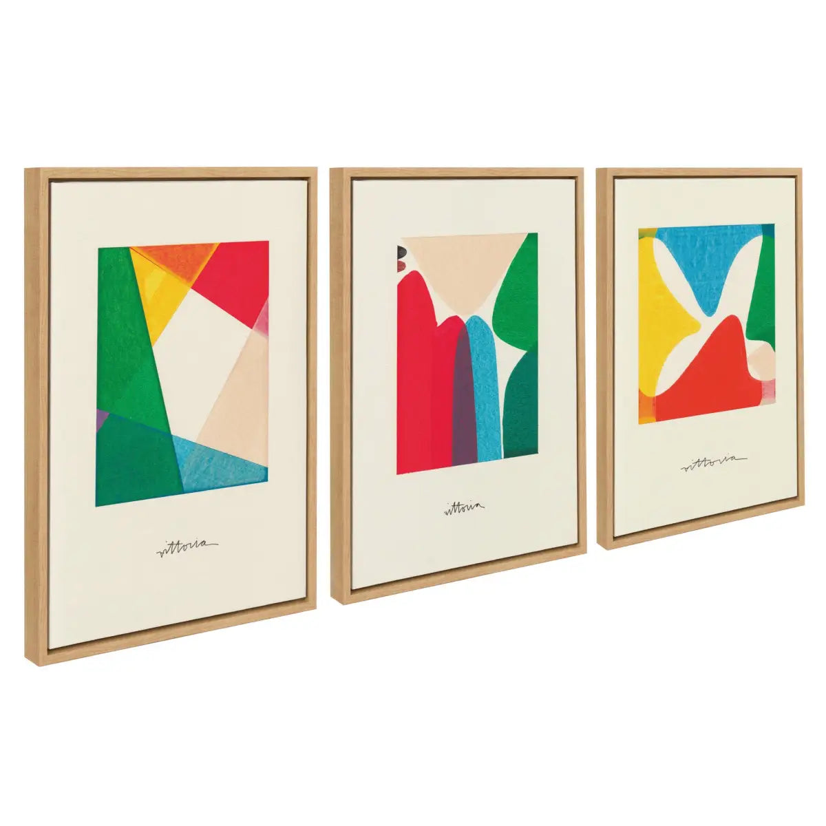Canvas Art Print Set of 3 - Bright Modern Colorful Abstract Series - Natural - kateandlaurel