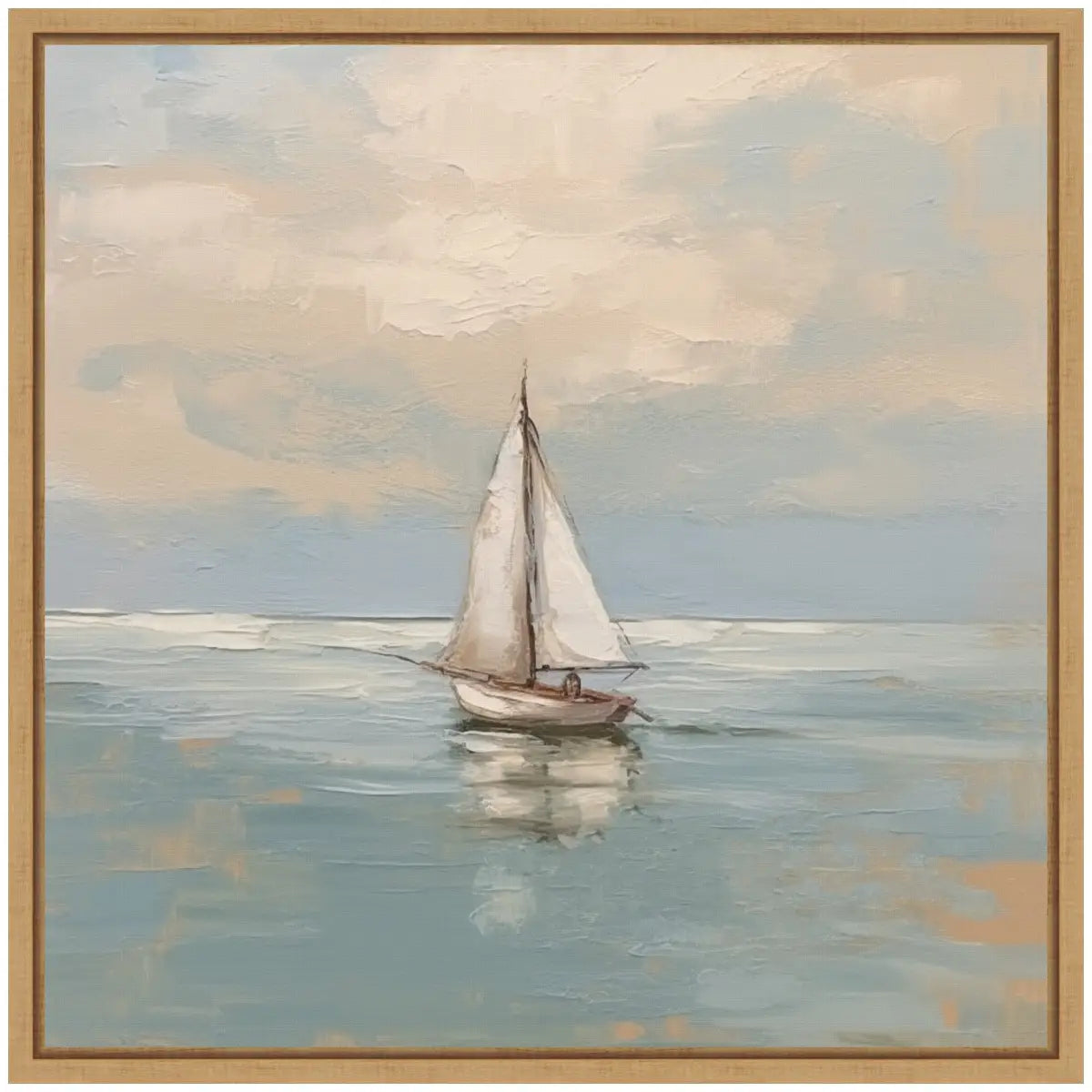 Calm Pastel Sailboat Landscape Framed Canvas - kateandlaurel