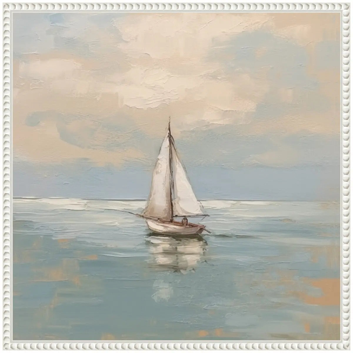Calm Pastel Sailboat Landscape Framed Canvas - kateandlaurel
