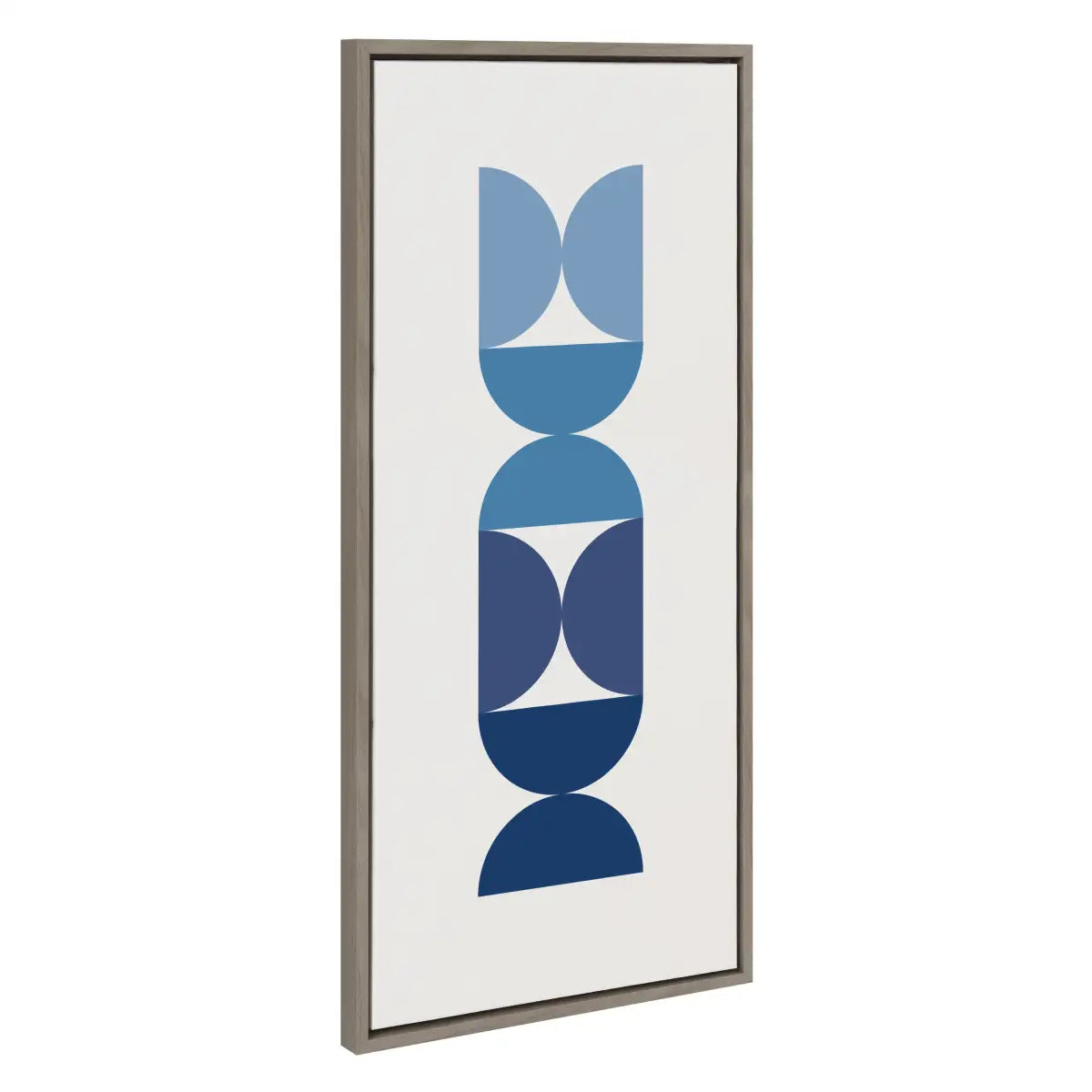 Framed Canvas - Circles and Curves Ocean Beach Blues - Gray / 18x40 - kateandlaurel