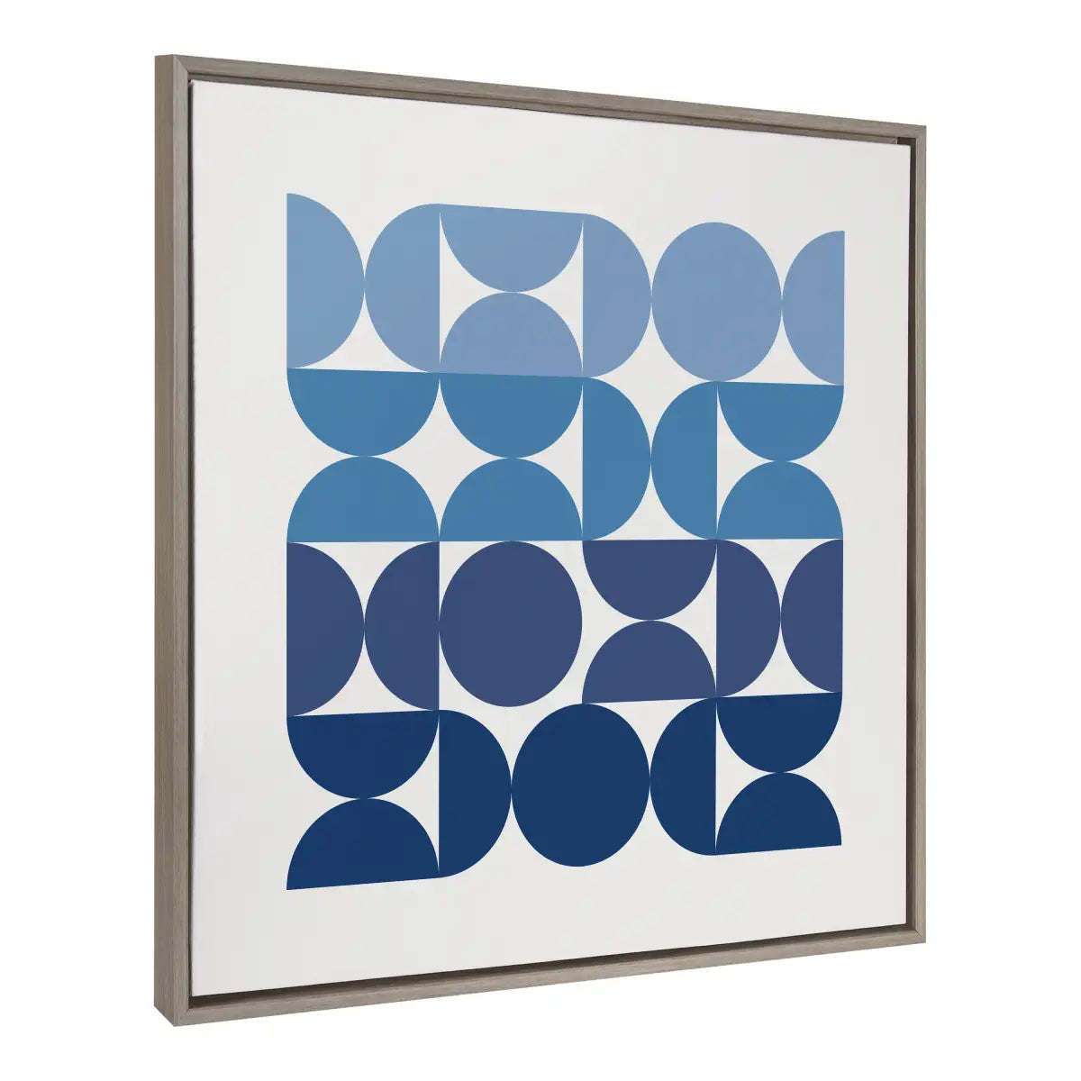 Framed Canvas - Circles and Curves Ocean Beach Blues - Gray / 30x30 - kateandlaurel