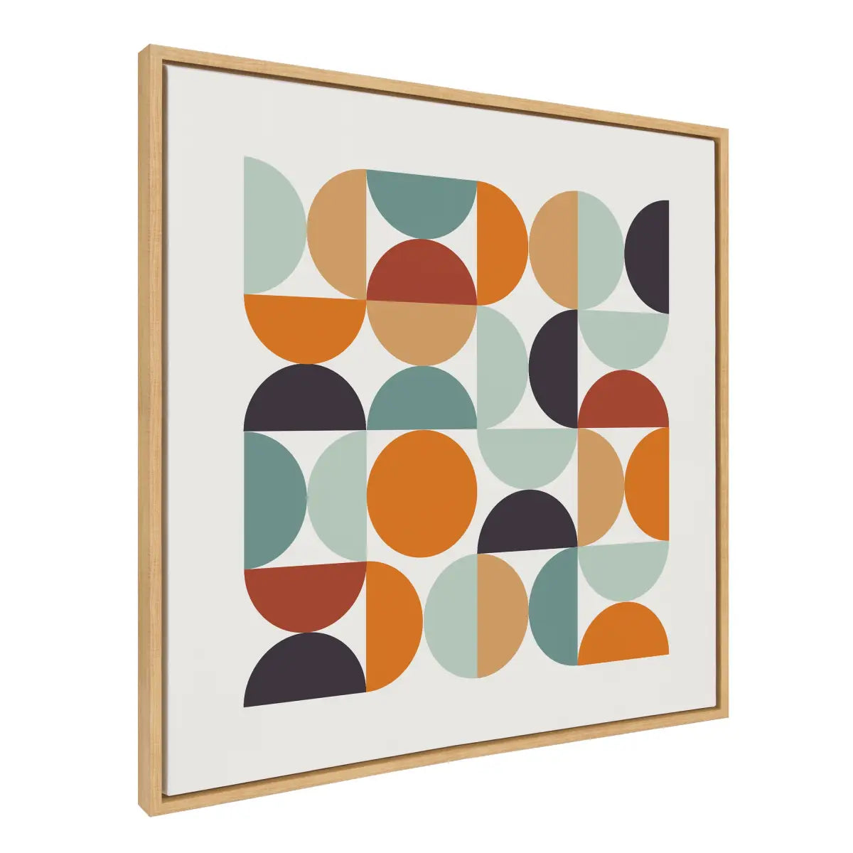 Framed Canvas - Circles and Curves Retro Color - Natural / 30x30 - kateandlaurel